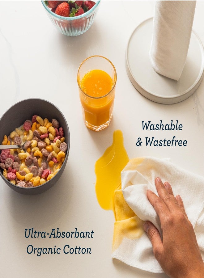 اسمبلي لفافة مناشف مطبخ إيسيمبلي بدون ورق - مناشف مطبخ قابلة لإعادة الاستخدام، عبوة من 12 قطعة، قطن قابل للغسل مع كيس غسيل وخطاف - بدون نفايات، ماصة، قابلة للغسل - تيرازو - Image 5